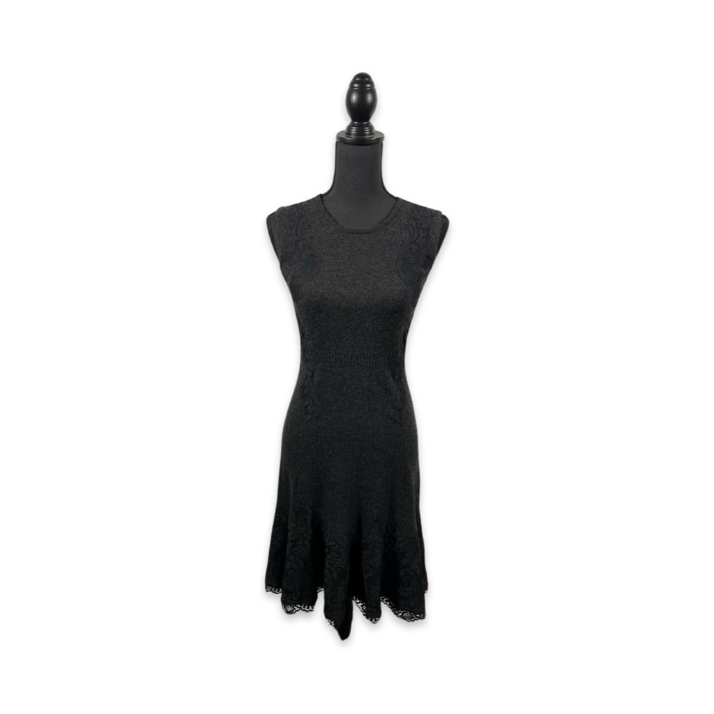 Elie Tahari 100% Cashmere Marled Black Gray Cocktail Dress Sz S